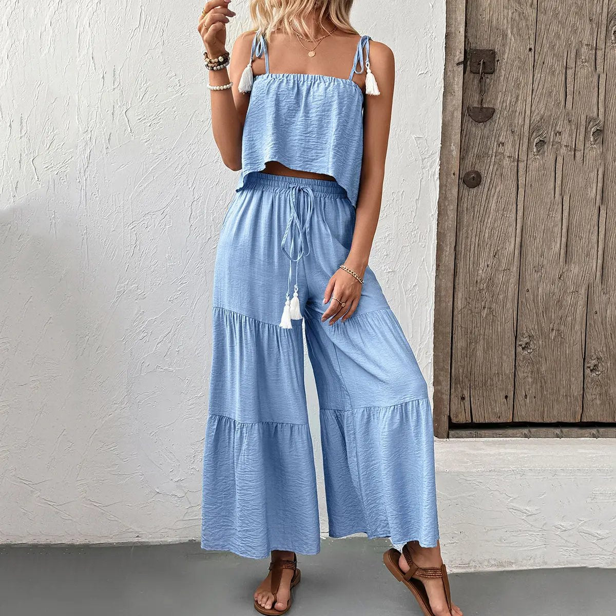 Fashion Solid Color Casual Two Pieces Set - TARHUS