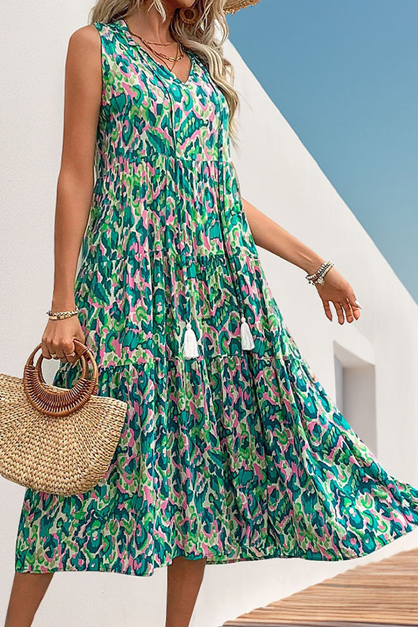 Bohemia Floral Print Fashion Midi Dress - TARHUS