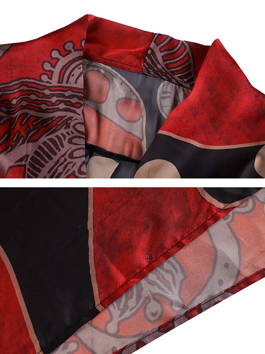 Women Summer Retro Dot Print Drawstring Loose Dress - TARHUS