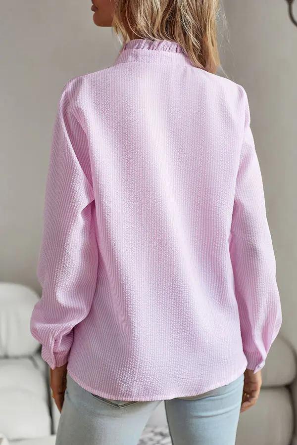 Button Stringy Selvedge Long Sleeve Casual Tops - TARHUS