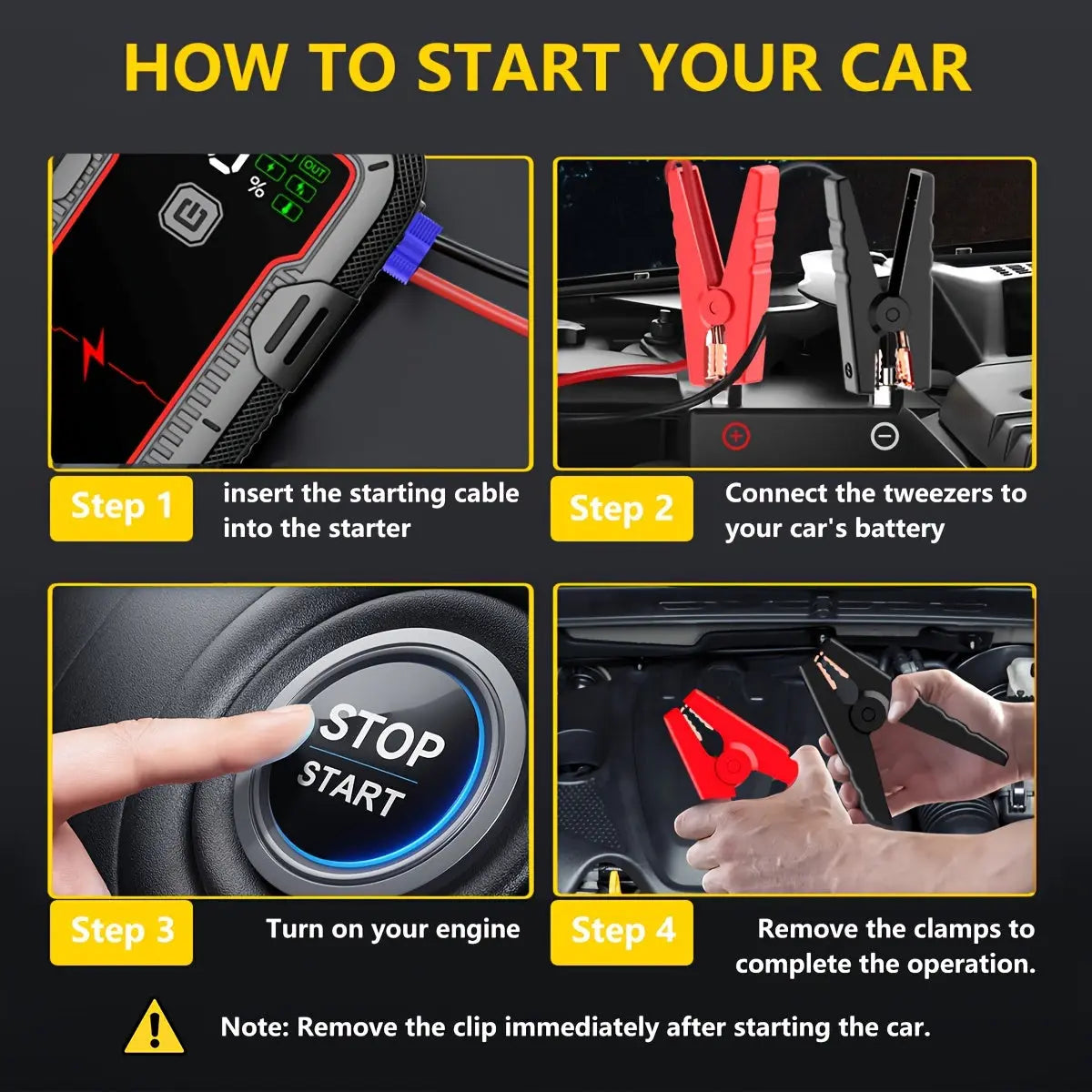 PowerSpark™ 12V Lithium Car Jump Starter – 26800mAh Battery Booster Pack with LED Flashlight & LCD Display - TARHUS