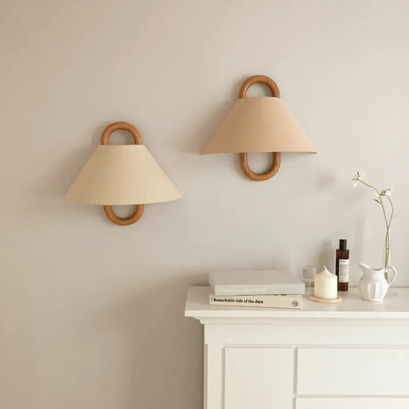 Modern Original Solid Wood Pleated Semi-Circle 1-Light Wall Sconce Lamp - TARHUS