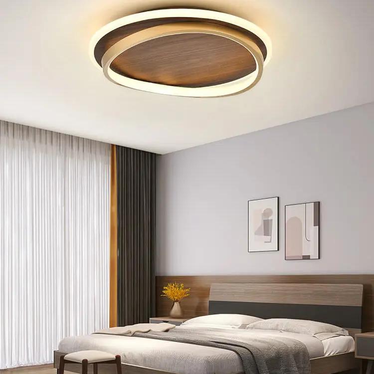 Nordic Minimalist Circular Walnut Grain LED Flush Mount Ceiling Light - TARHUS