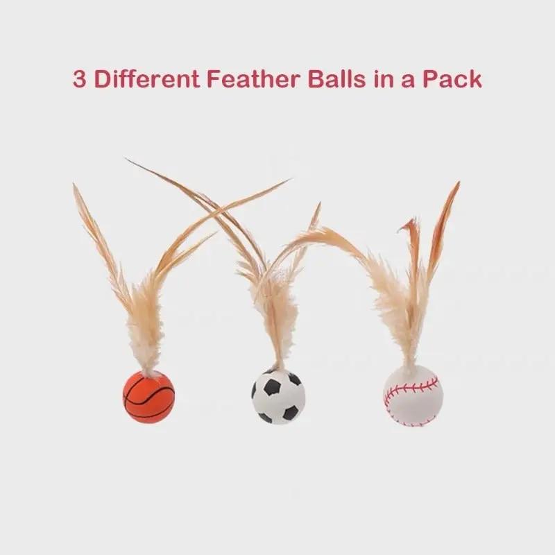 Interactive Feather Ball Toy Set for Cats - TARHUS