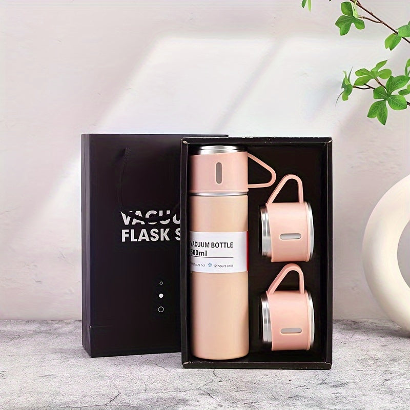 1set Thermal Mug 500ml/16.9oz, Stainless Steel Vacuum Insulated Bottle With Cup For Coffee Hot Drink And Cold Drink, Water Flask Back To School Supplies TARHUS