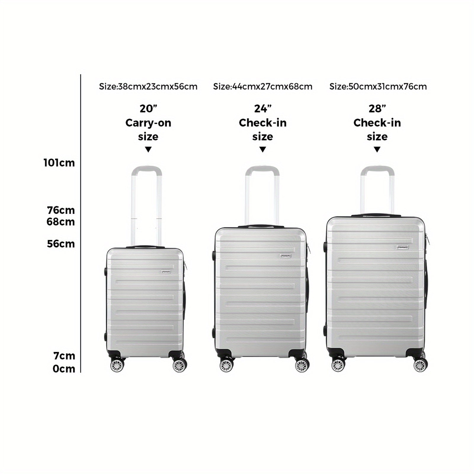 Mazam | 3-Piece Luggage Set – Hard Shell Spinner Suitcases with TSA Lock TARHUS