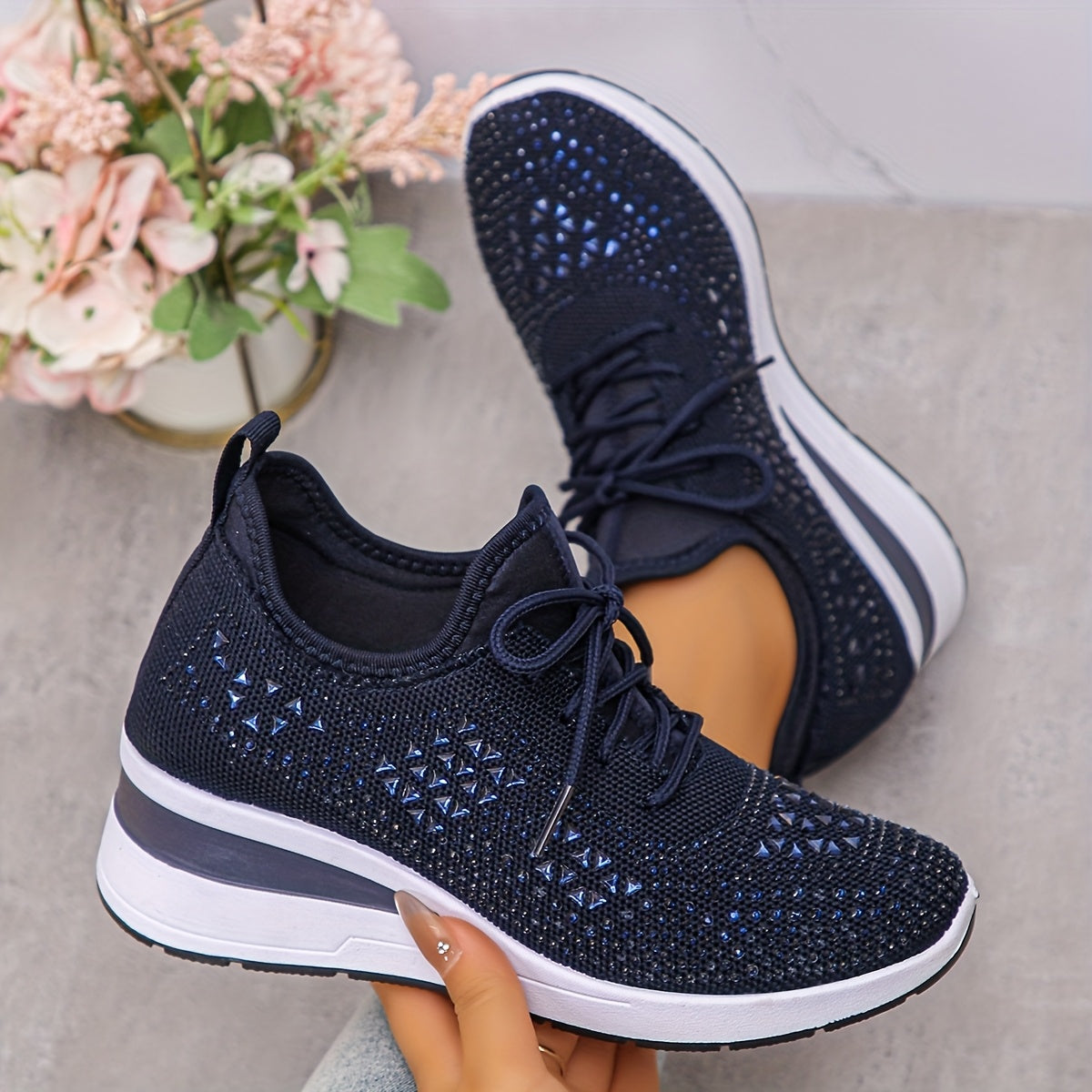 Women’s Orthopedic Fashion Sneakers – Breathable Walking Shoes with Rhinestone TARHUS