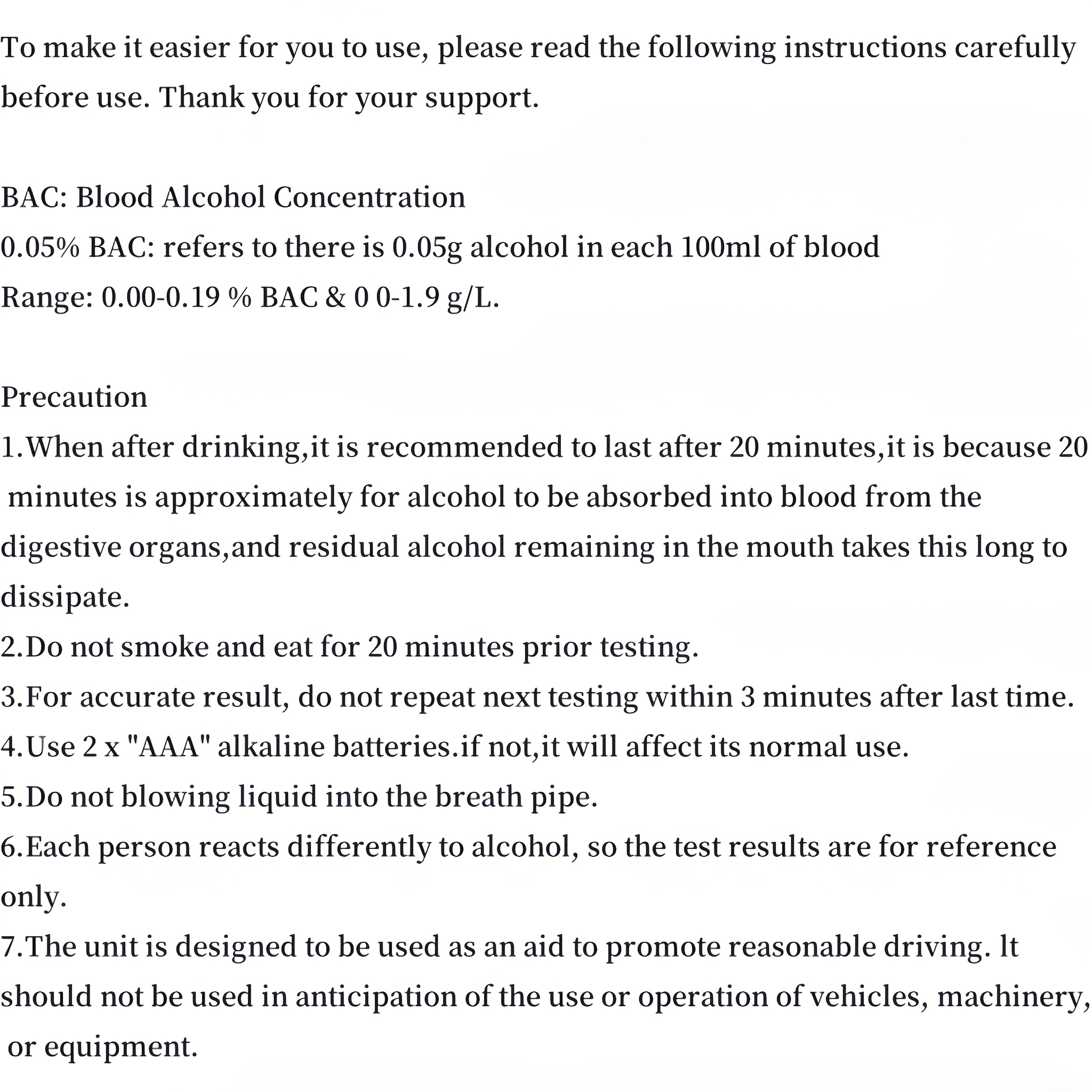 Digital Breath Alcohol Tester – Portable BAC Analyzer with LCD Display TARHUS