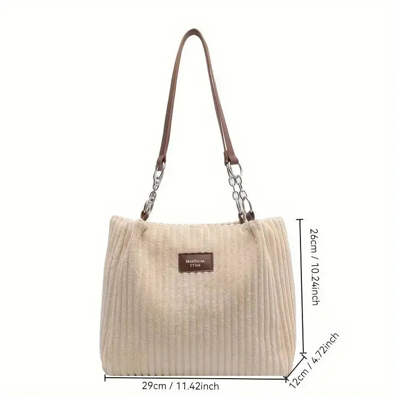 Julia Corduroy Tote Bag for Women – Shoulder Bag with Zipper - TARHUS