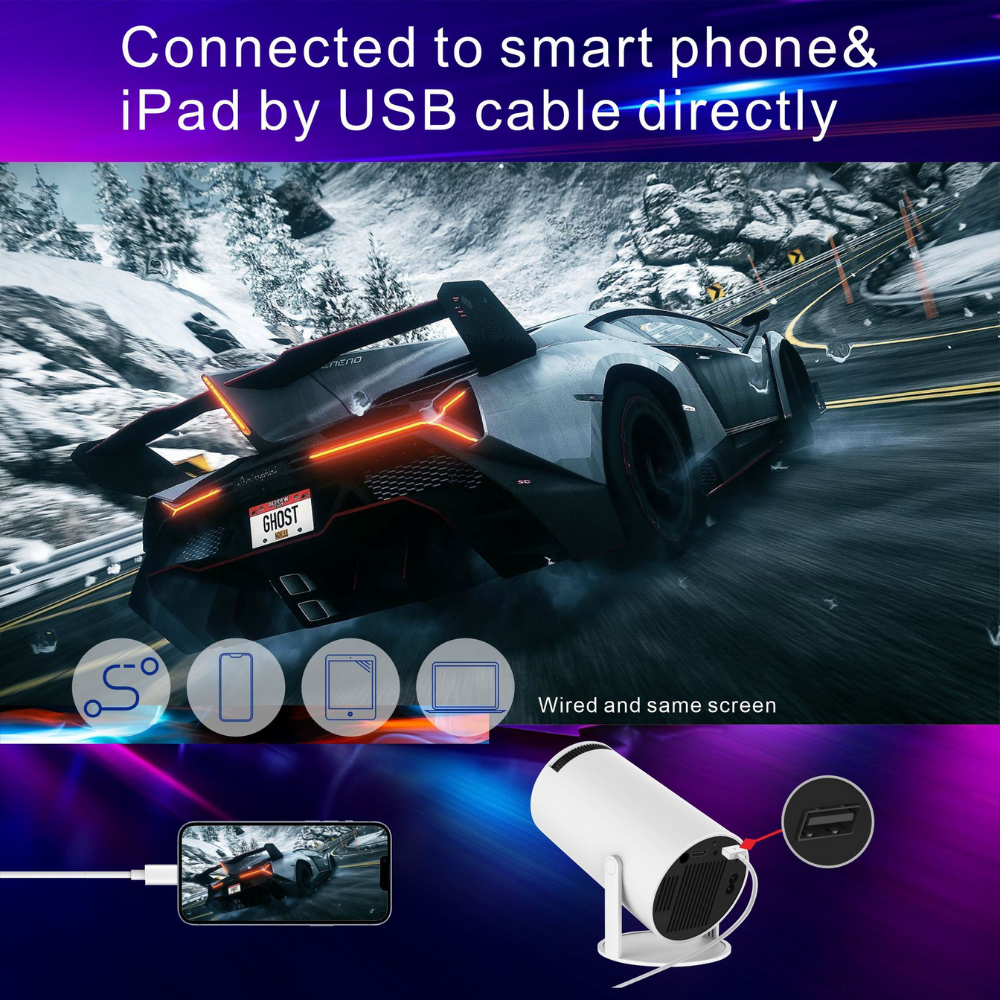 VistaCube Wireless Movie Projector - Portable Home Cinema - TARHUS
