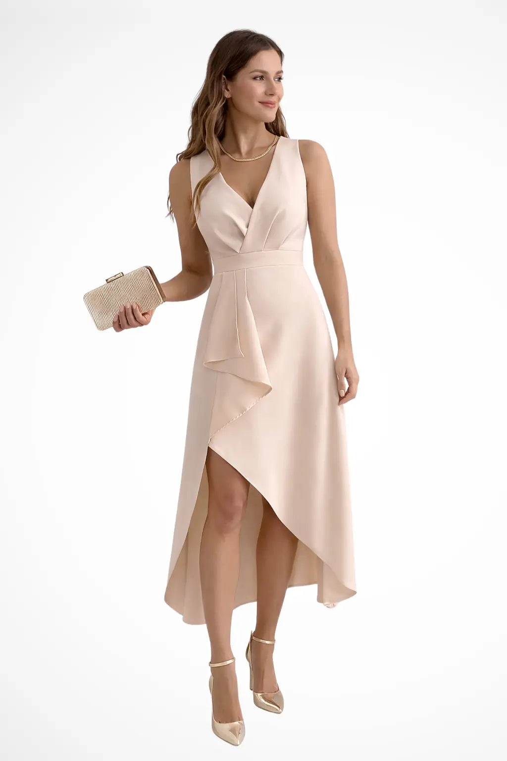 Eliane | Women’s Sleeveless Wrap Style Midi Wedding Guest Dress with Asymmetric Hem TARHUS Maxi Dress