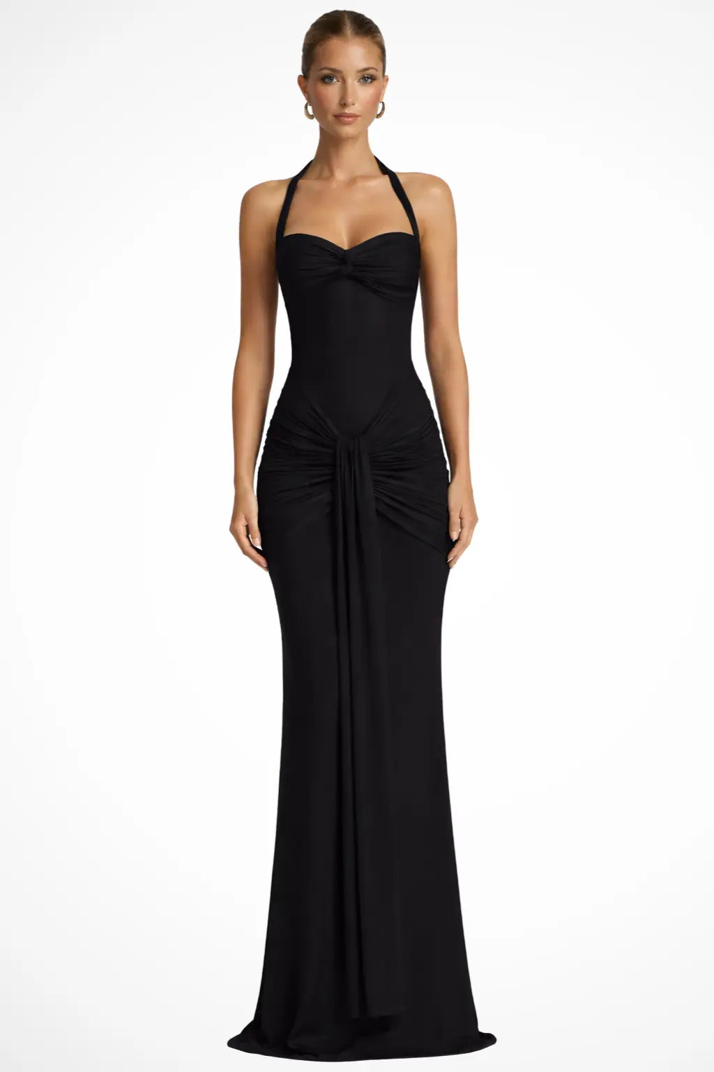 Celine | Women Halter Neck Ruched Wedding Guest Maxi Dress TARHUS Dresses