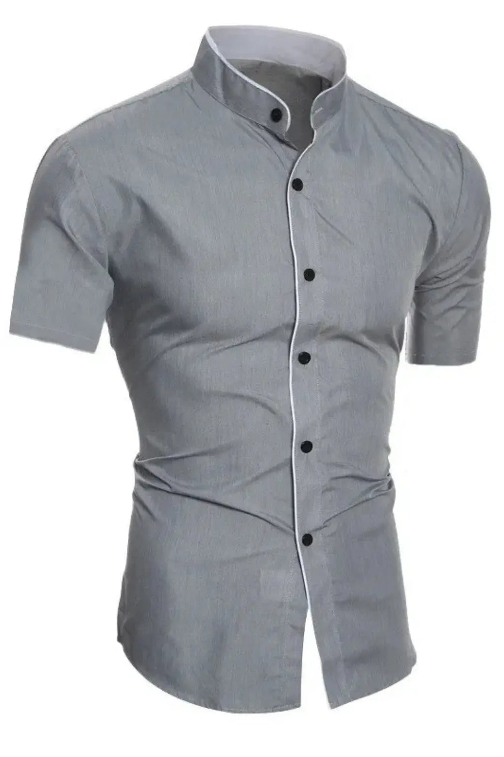 Finlay | Men Buttoned Slim Fit Short Sleeve Shirt with Stand Collar TARHUS