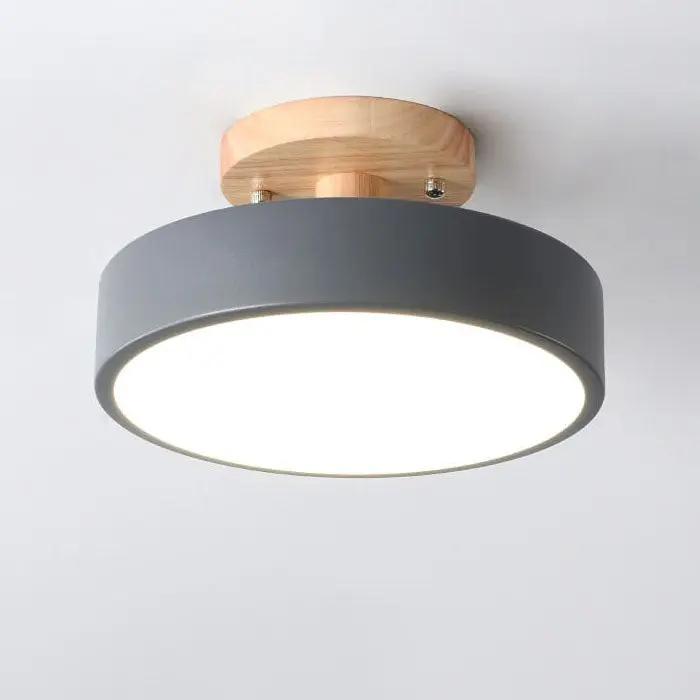 Nordic Wood LED Ceiling Light – Round Semi-Flush Mount Fixture with Natural Log Finish for Bedroom & Living Room - TARHUS