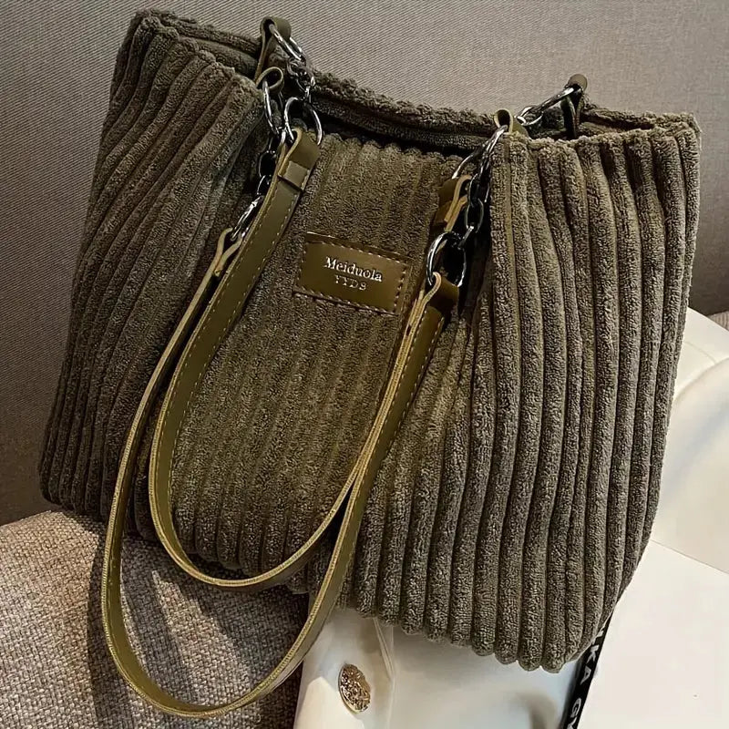 Julia Corduroy Tote Bag for Women – Shoulder Bag with Zipper - TARHUS