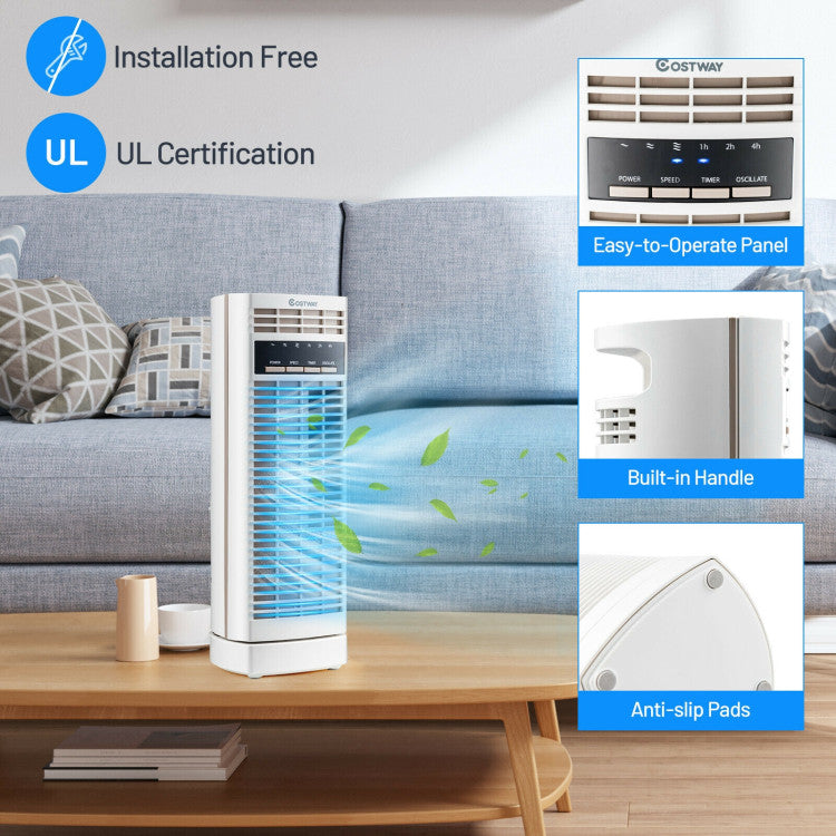 AeroCool | Small Desk Fan – Oscillating Tower with Timer & Quiet Operation