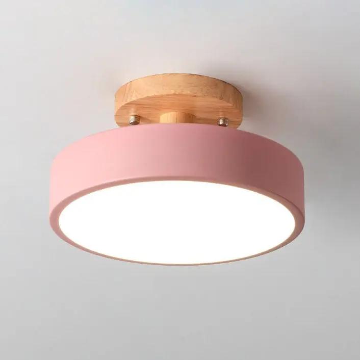 Nordic Wood LED Ceiling Light – Round Semi-Flush Mount Fixture with Natural Log Finish for Bedroom & Living Room - TARHUS