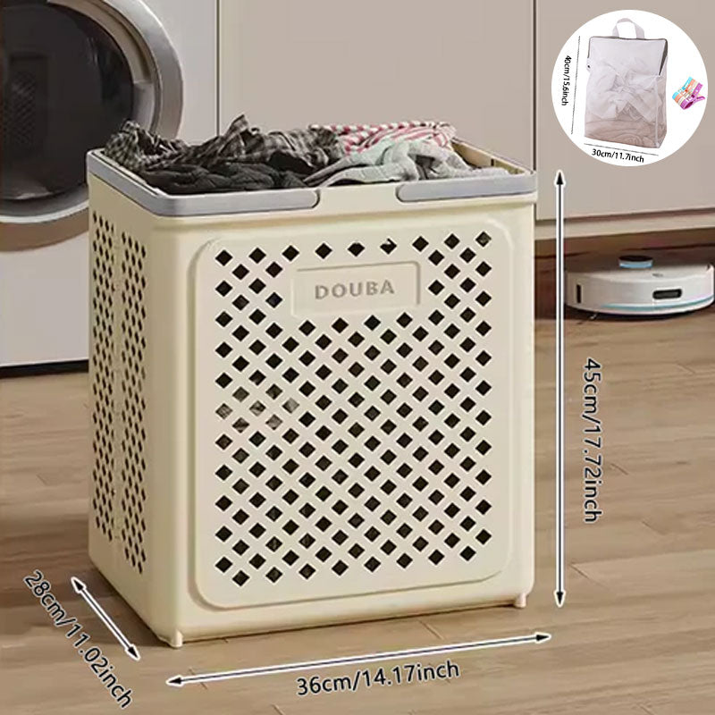 Large Capacity Collapsible Laundry Basket: Breathable Design & Built-In Wheels - TARHUS