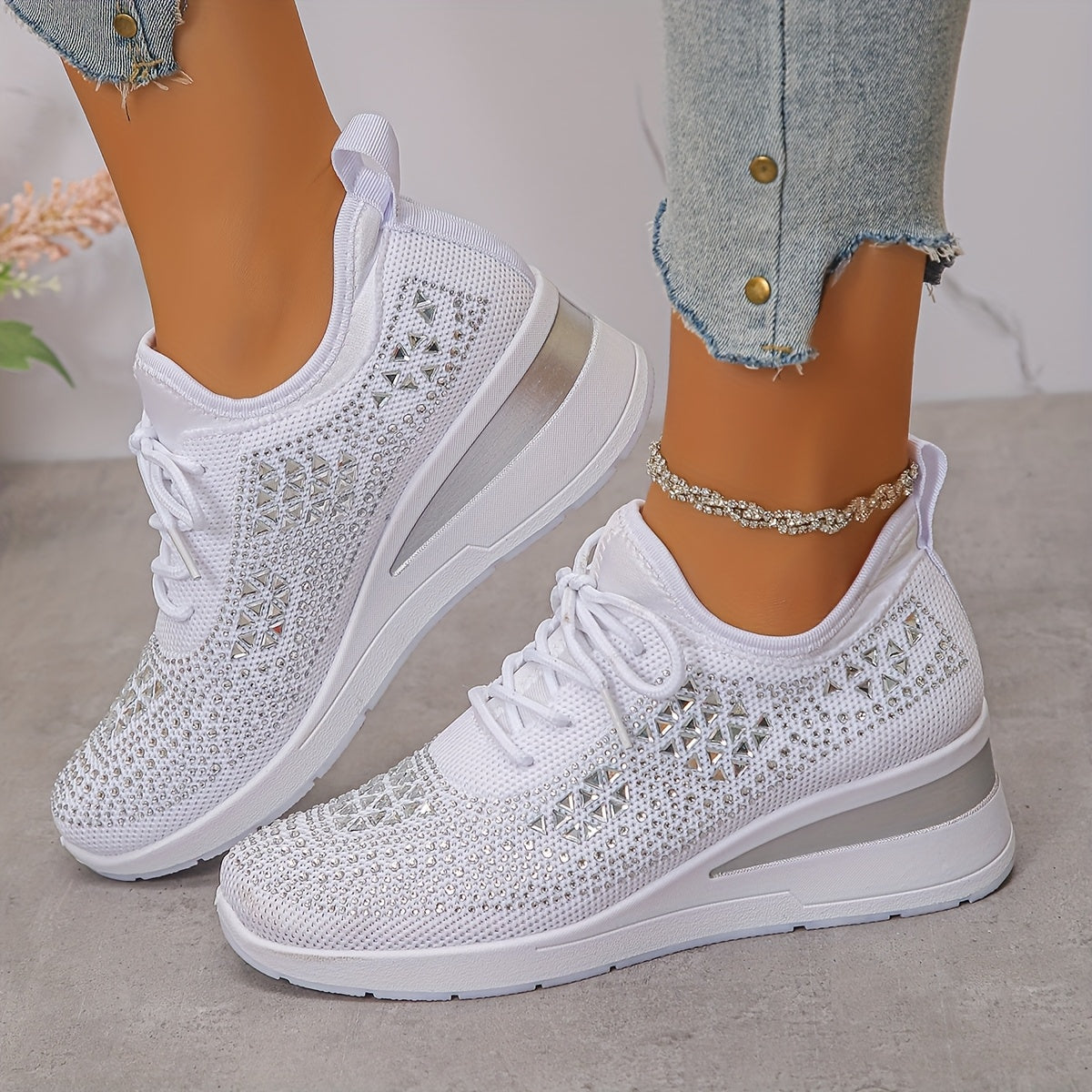 Women’s Orthopedic Fashion Sneakers – Breathable Walking Shoes with Rhinestone TARHUS