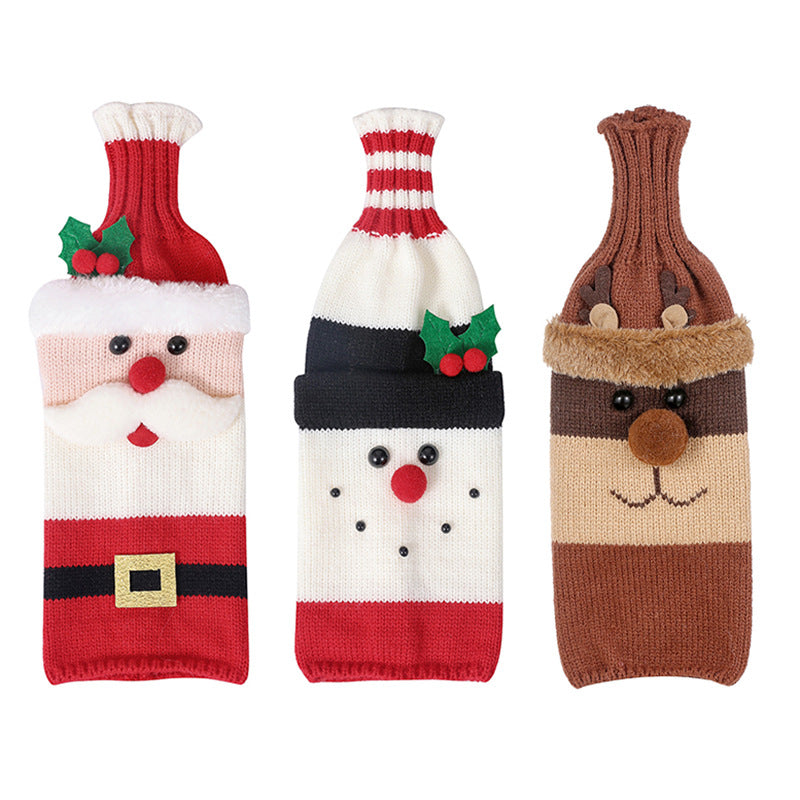 Knitted Christmas Wine Bottle Covers – Santa & Snowman Holiday Sleeves | FestiveSanta TARHUS