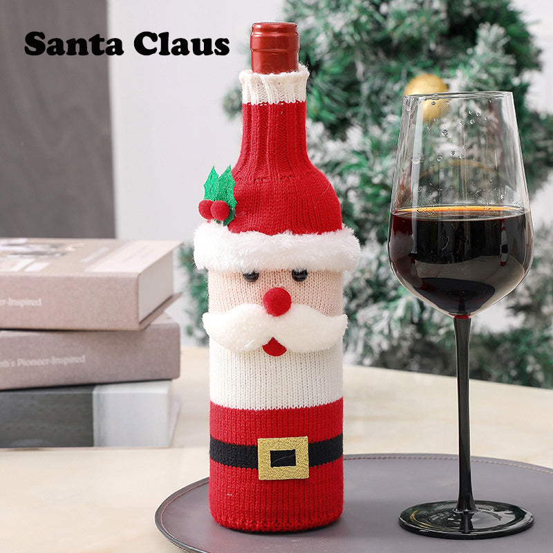 Knitted Christmas Wine Bottle Covers – Santa & Snowman Holiday Sleeves | FestiveSanta TARHUS