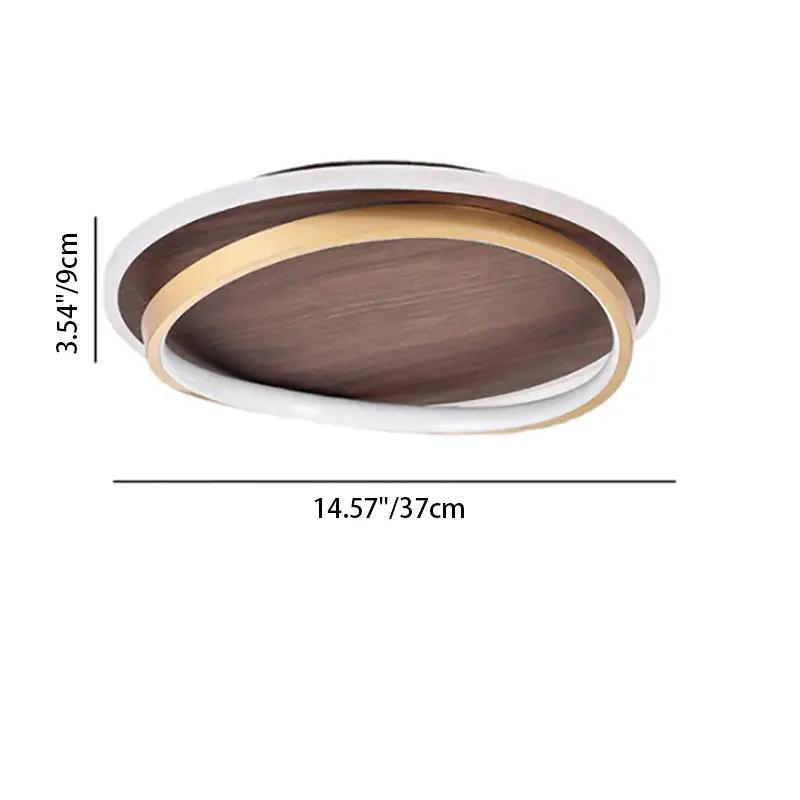 Nordic Minimalist Circular Walnut Grain LED Flush Mount Ceiling Light - TARHUS