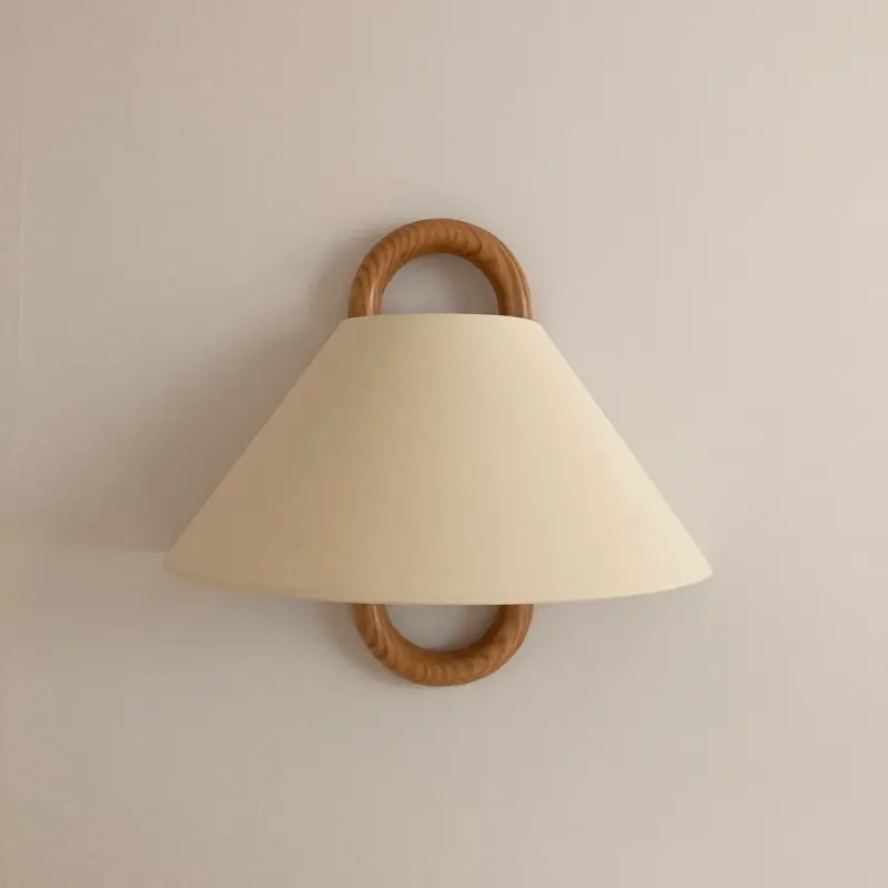 Modern Original Solid Wood Pleated Semi-Circle 1-Light Wall Sconce Lamp - TARHUS