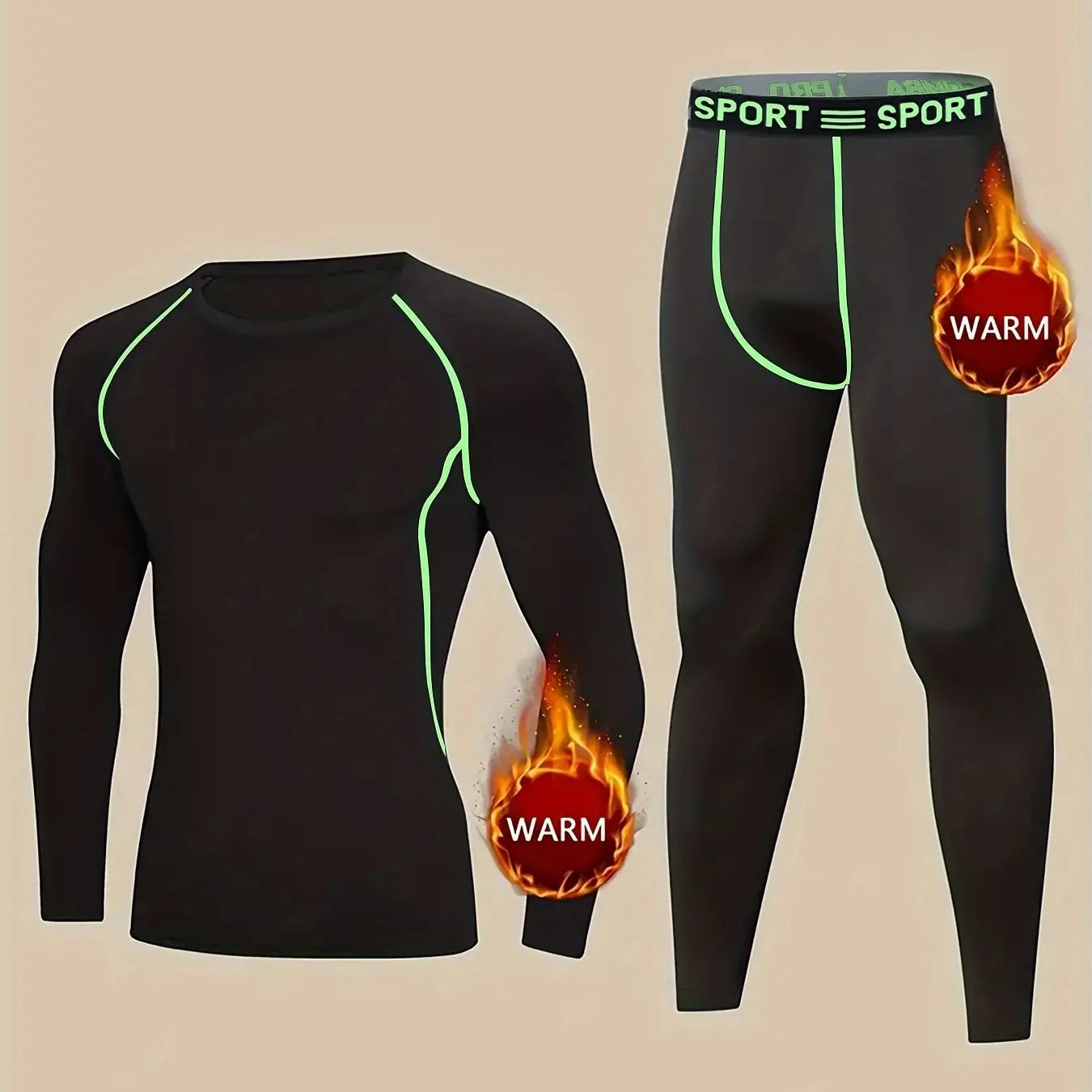 Men's Thermal Underwear Set – Fleece Lined Base Layer for Winter Sports, Skiing & Hunting - TARHUS