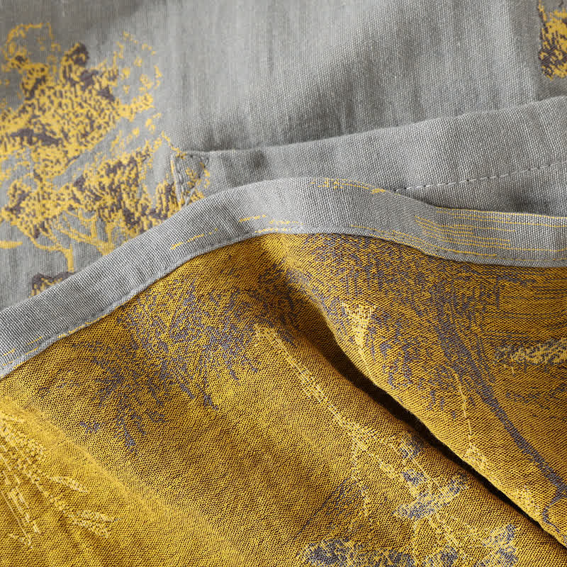 Neutral Landscape Kimono Cotton Pajama Set - TARHUS