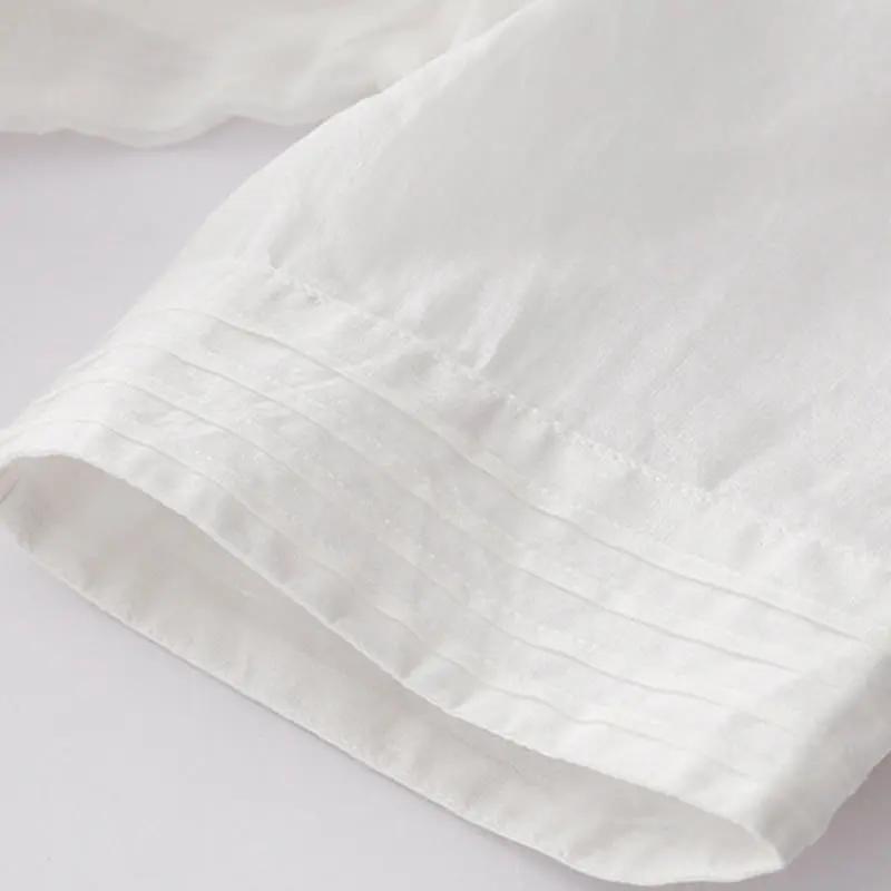 Buddha Stones Casual Accordion Pleat Plain V-neck Short Sleeve Cotton Midi Dress With Pockets - TARHUS