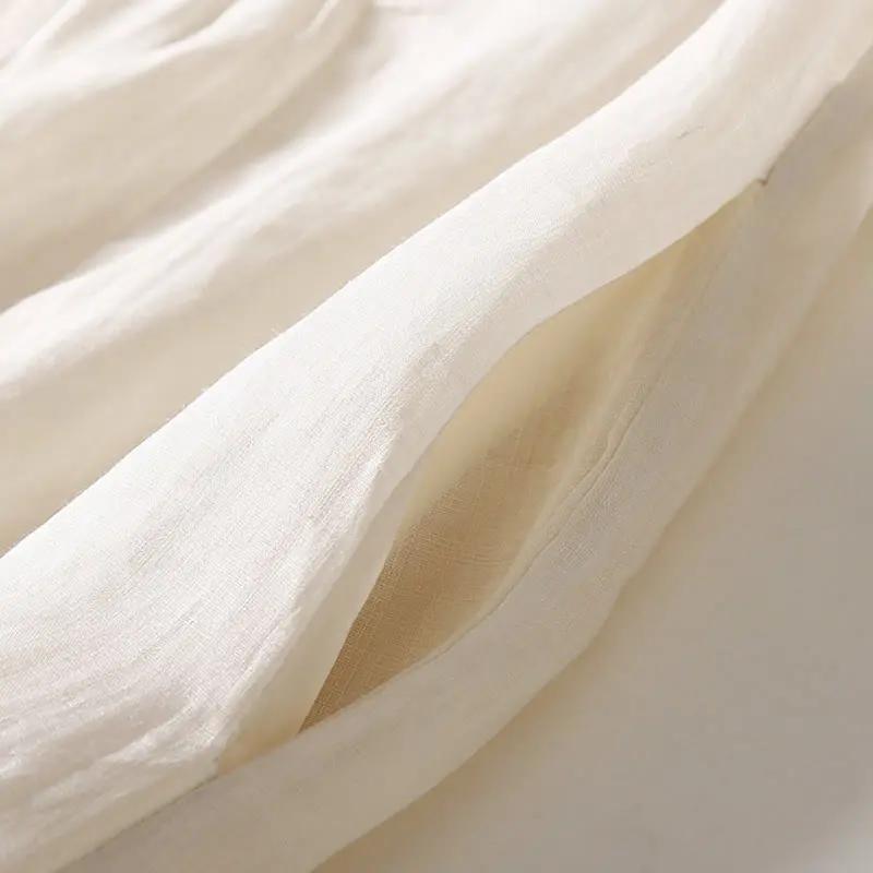 Buddha Stones Casual Accordion Pleat Plain V-neck Short Sleeve Cotton Midi Dress With Pockets - TARHUS