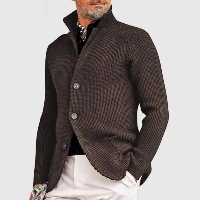 Men's Knitted Cardigan - Classic Button-Up Sweater with Ribbed Design for Sophisticated Style - TARHUS