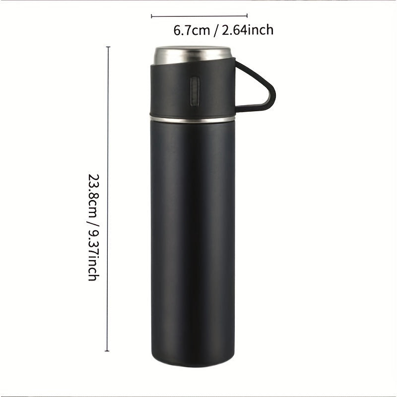 1set Thermal Mug 500ml/16.9oz, Stainless Steel Vacuum Insulated Bottle With Cup For Coffee Hot Drink And Cold Drink, Water Flask Back To School Supplies TARHUS