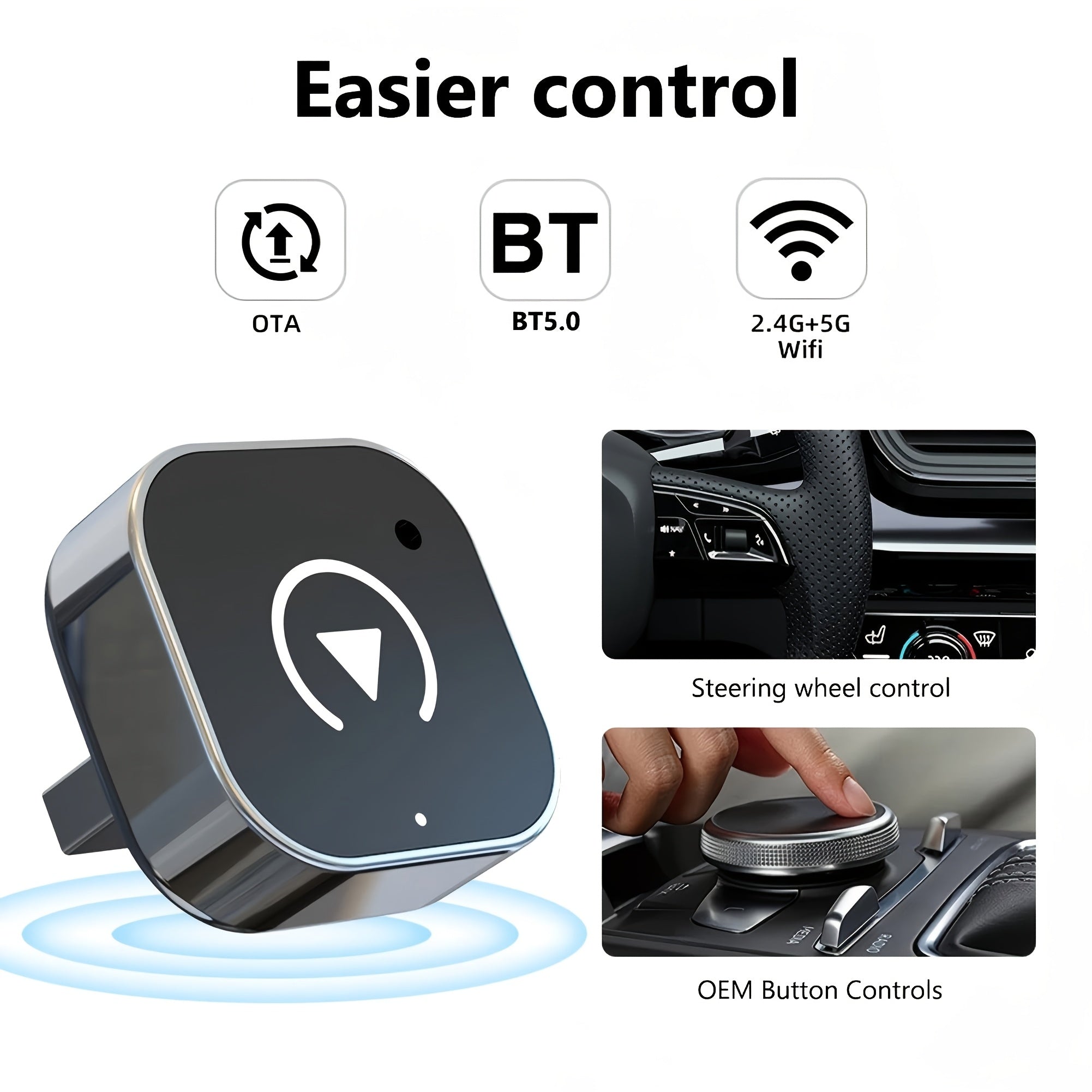 2-in-1 Wireless CarPlay & Android Auto Adapter - Plug & Play CarPlay Dongle Converter, Fast Auto-Connect, No Delay, Compact Design for iPhone & Android with USB/USB-C Port, Wireless Carplay for Android, Car Audio Upgrade, Modern Car Accessory, Highquality TARHUS