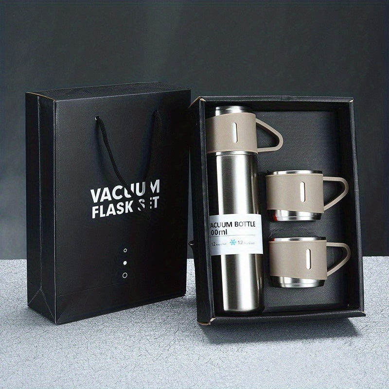 1pc Stainless Steel Thermal Mug, 500ml/16.9oz, Vacuum Insulated, Lead Free, Reusable, Hand Wash Only, Multipurpose, with Cup, for Adult, Coffee, Hot drink, Cold drink, Water Flask TARHUS