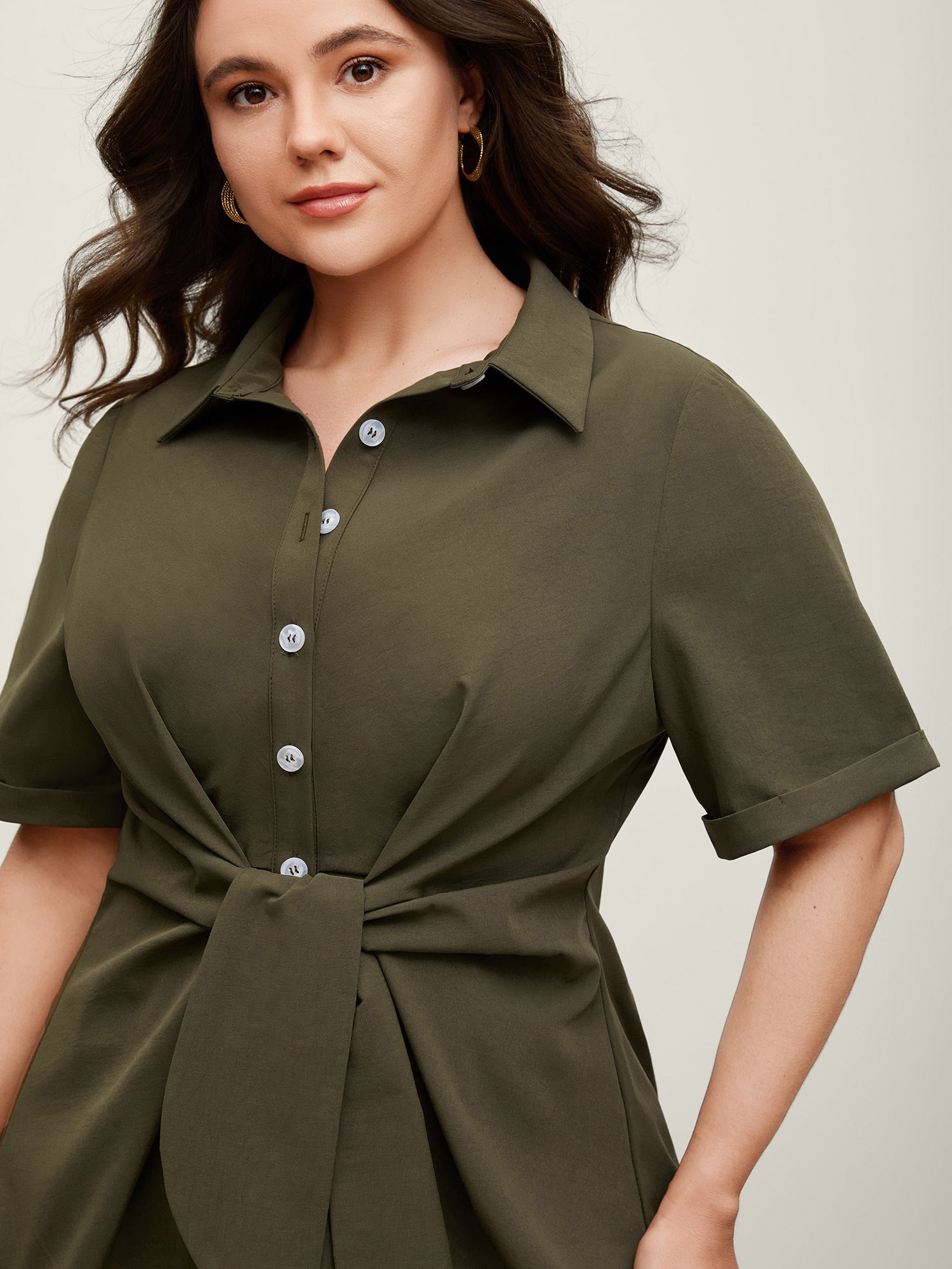 Knotted Front Asymmetrical Blouse – Elegant Women’s Top for Casual & Office Wear TARHUS Blouses