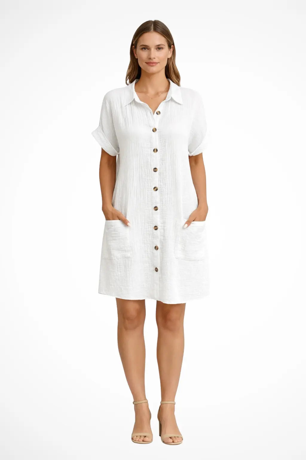 Maren | Women’s Button Front Short Sleeve Summer Beach Dress TARHUS