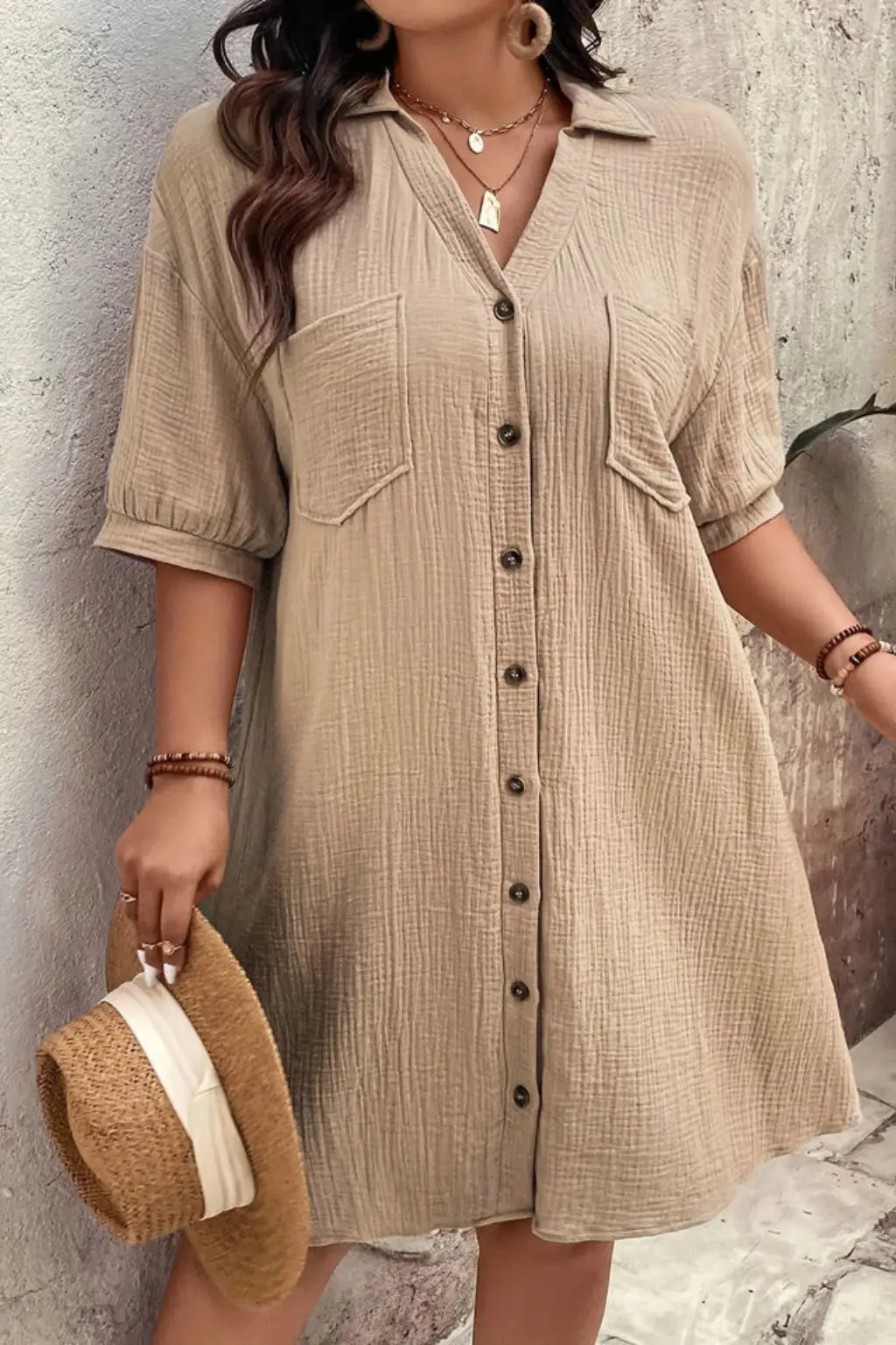Rosalind | Women’s Short Sleeve Button Up Shirt Midi Dress TARHUS Summer Dresses