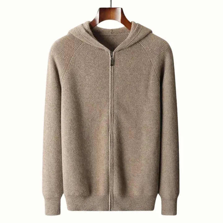 Fabian | Men’s Cashmere Zipper Vest with Hood – Luxury Knit Hoodie TARHUS Men Clothing