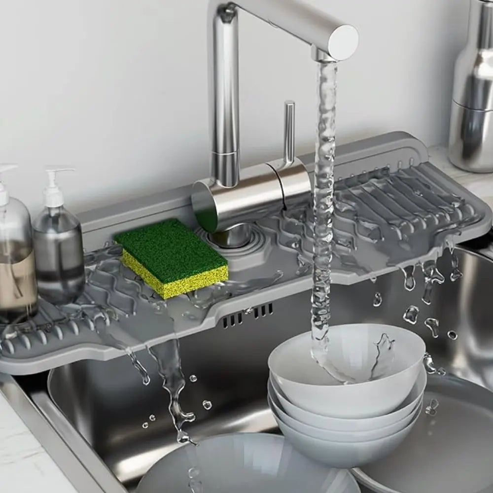 Faucet Sink Splash Guard | Sloped Drain Mat – Keep Counters Dry TARHUS Kitchen Mats