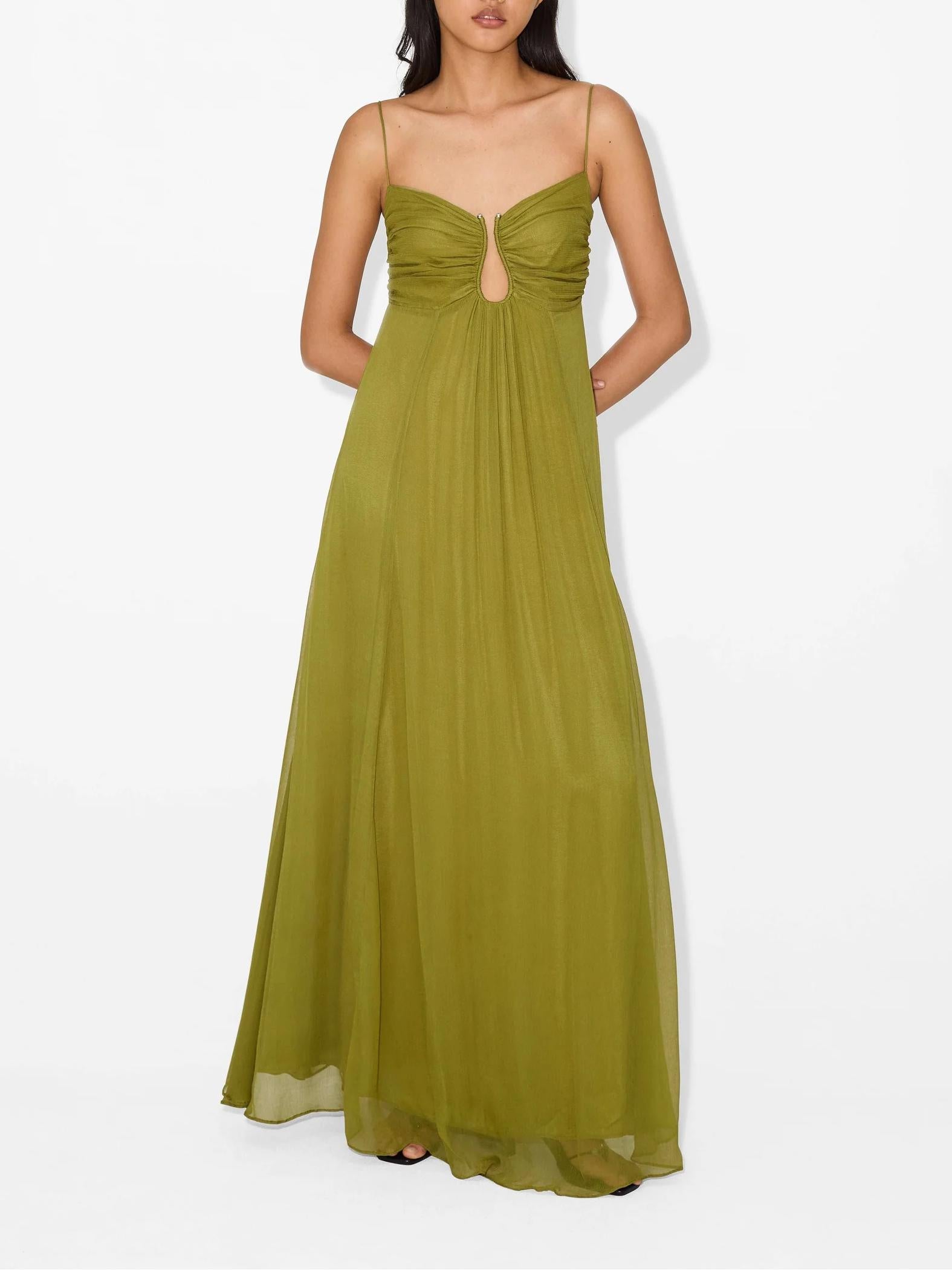 Women's Sleeveless Ruched Bust Keyhole Maxi Dress - Adjustable Straps TARHUS Dresses