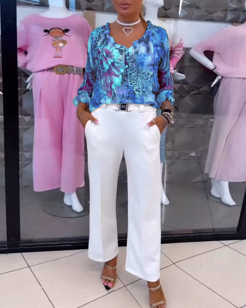 Blouse V-hals Bloemenprint TARHUS Blouses & Shirts