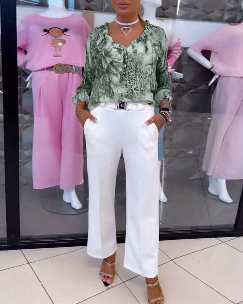 Blouse V-hals Bloemenprint TARHUS Blouses & Shirts