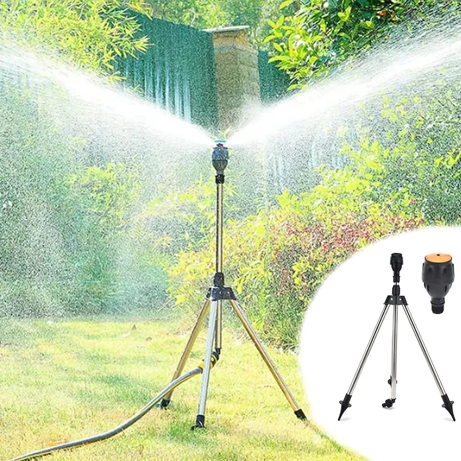 AquaReach | Automatic Rotating Garden Sprinkler with Adjustable Tripod TARHUS garden
