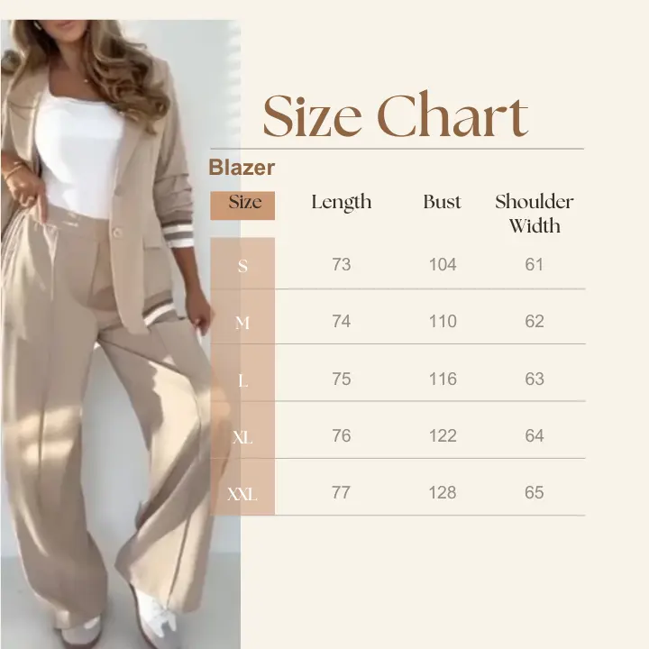 Chic Beige Blazer and Wide-Leg Pants Set – Stylish Two-Piece Outfit - TARHUS