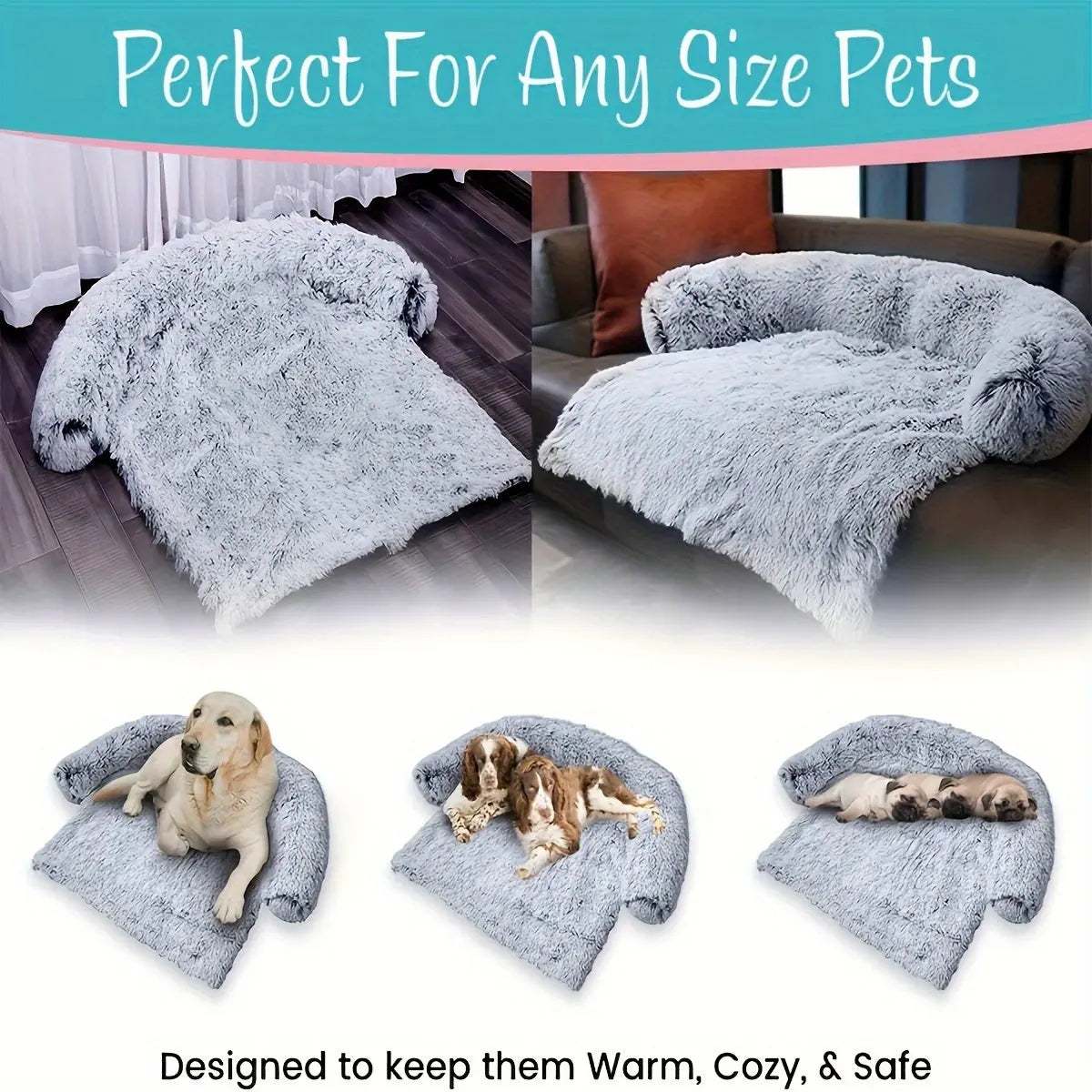 Soft Plush Pet Sofa Bed – Dual-Purpose Dog & Cat Cushion Couch for Small, Medium & Large Pets - TARHUS