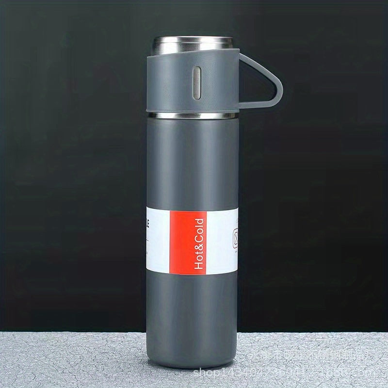 1pc Stainless Steel Thermal Mug, 500ml/16.9oz, Vacuum Insulated, Lead Free, Reusable, Hand Wash Only, Multipurpose, with Cup, for Adult, Coffee, Hot drink, Cold drink, Water Flask TARHUS