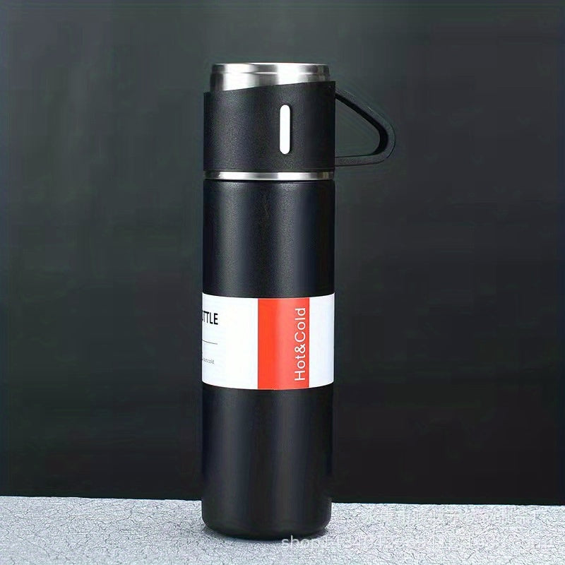 1pc Stainless Steel Thermal Mug, 500ml/16.9oz, Vacuum Insulated, Lead Free, Reusable, Hand Wash Only, Multipurpose, with Cup, for Adult, Coffee, Hot drink, Cold drink, Water Flask TARHUS