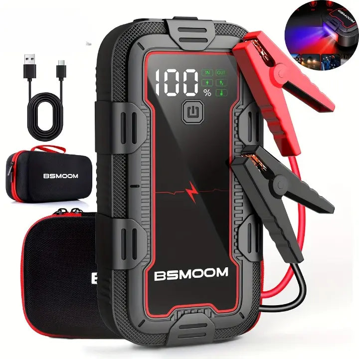 PowerSpark™ 12V Lithium Car Jump Starter – 26800mAh Battery Booster Pack with LED Flashlight & LCD Display - TARHUS