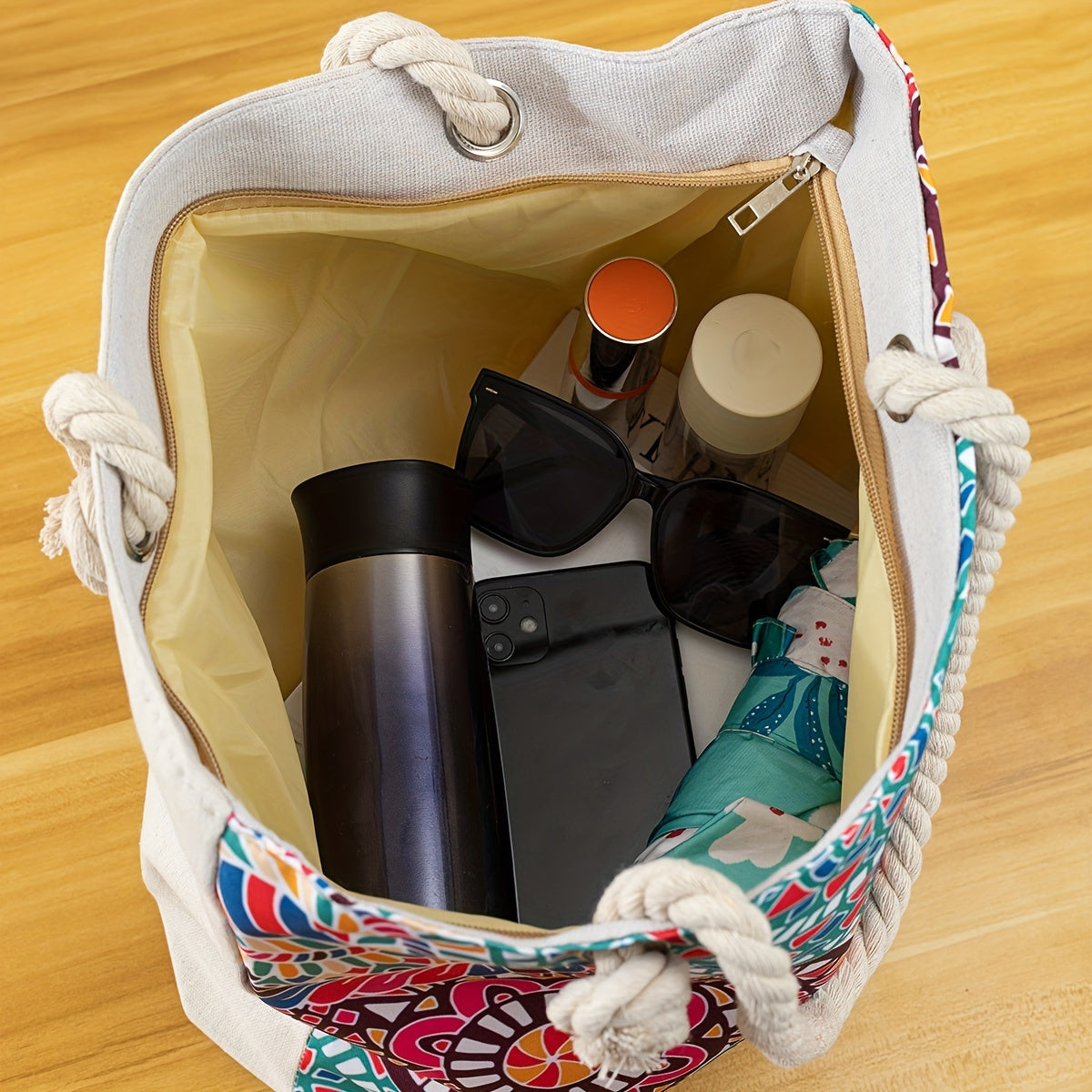 Amara | Blue Mandala Print Tote Bag – Casual Rope Handle Shoulder Bag TARHUS